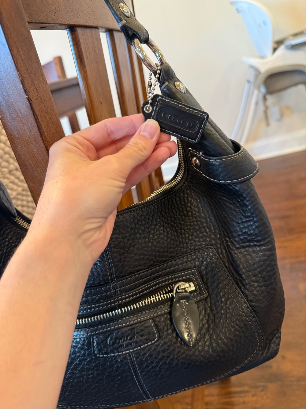 Coach Black Penelope Pebbled Leather Hobo Shoulder Bag - Picture 2 of 7